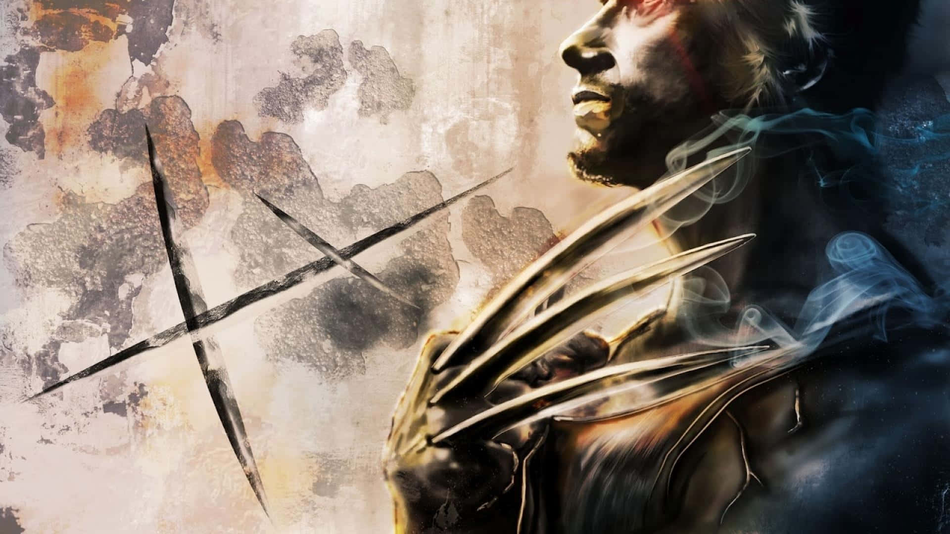 Wolverine, adamantium claws, digital-art portrait, Full HD Desktop Wallpaper