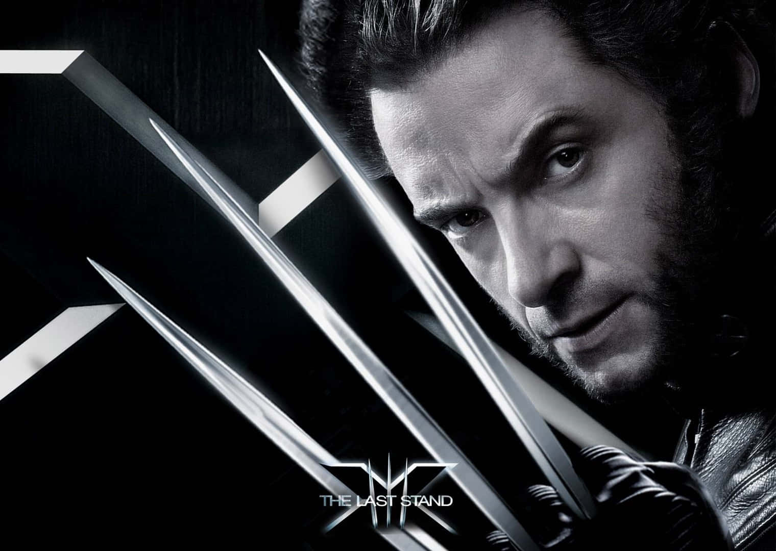 Wolverine, metallic claws, black and white geometric background, HD Desktop Wallpaper