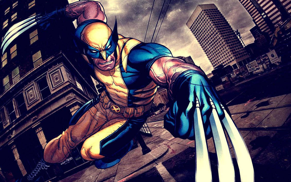 Wolverine, cityscape, stormy sky, SD Desktop Wallpaper