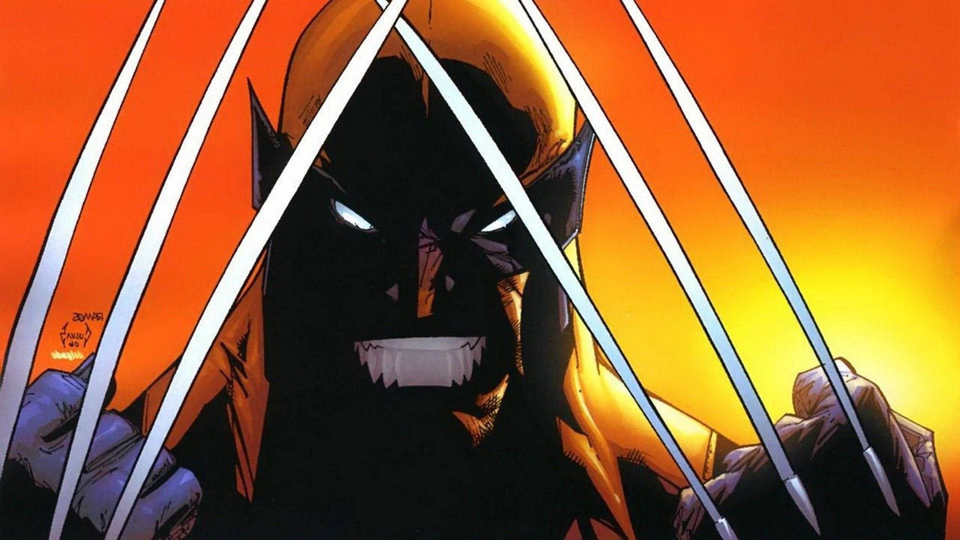 Wolverine, adamantium claws, fiery orange sunset, Full HD Desktop Wallpaper