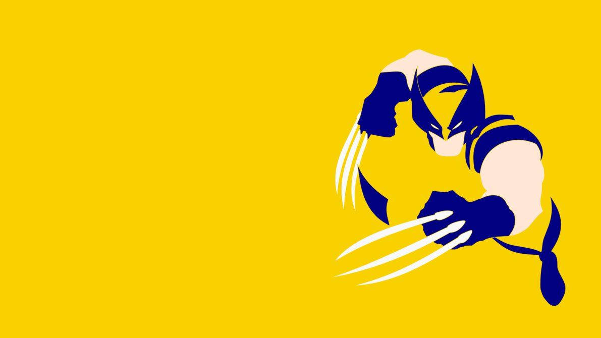 Wolverine, blue silhouette, dynamic fighting pose, SD Desktop Wallpaper