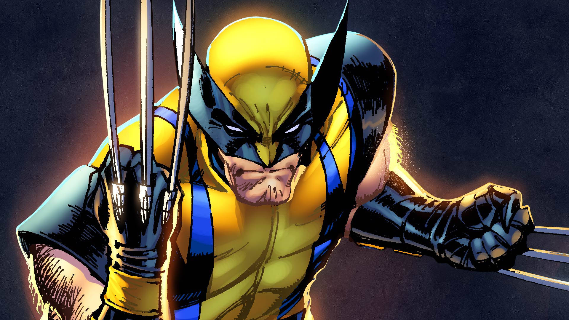 Wolverine, blue outfit, yellow and blue costume, Full HD Desktop Wallpaper