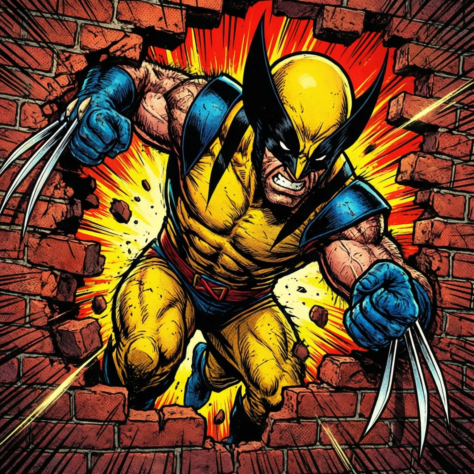 Wolverine, claws extended, explosive energy radiating, HD Desktop Wallpaper
