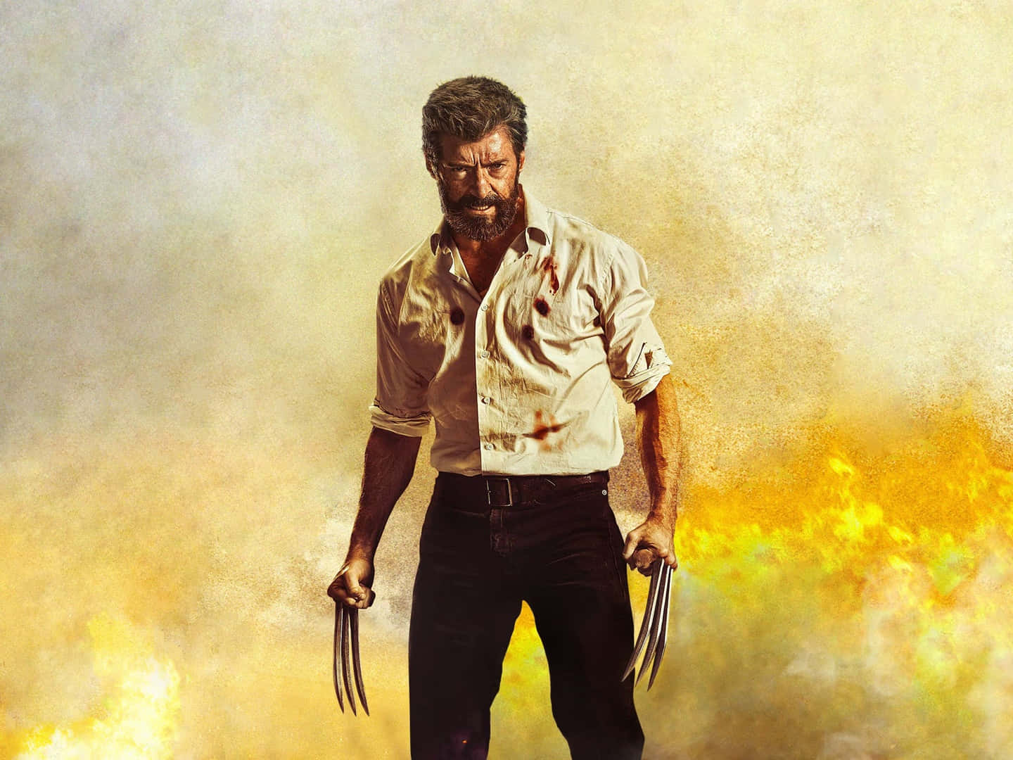 Wolverine, claws, fiery haze, HD Desktop Wallpaper