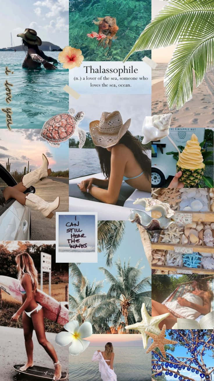 beach lover, collage aesthetic, ocean views, HD Phone Wallpaper