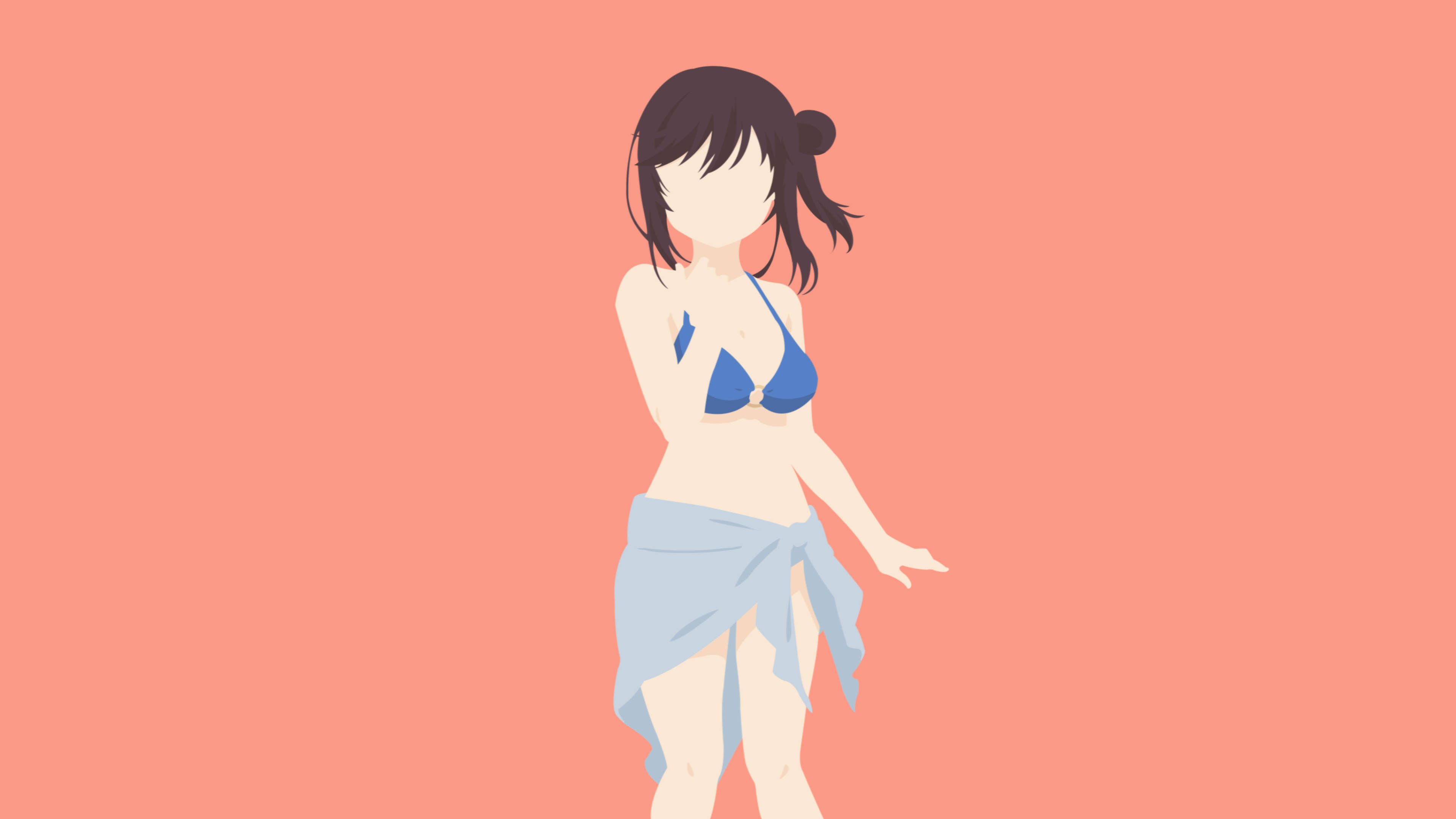 anime woman bikini, blue bikini, towel, 4K Desktop Wallpaper