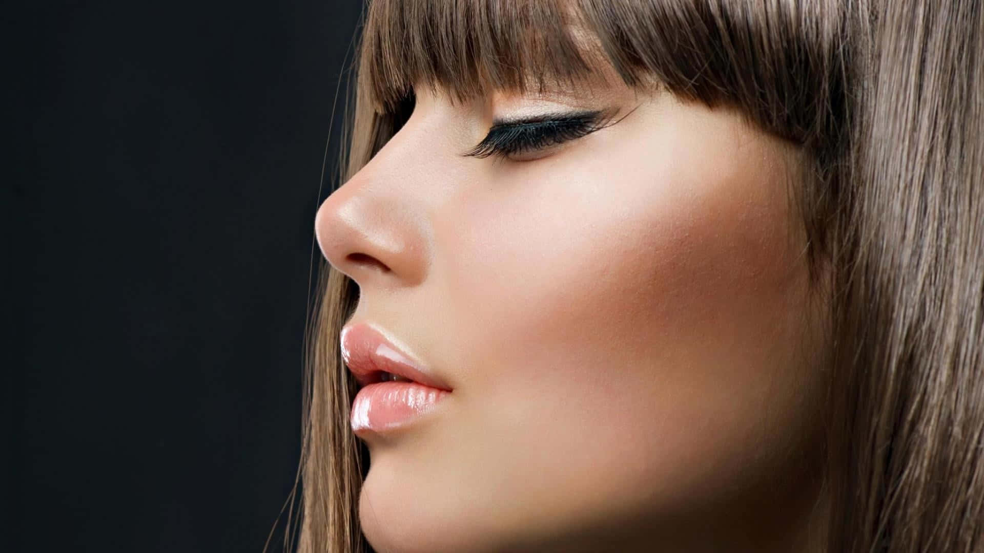 glossy lips, bold eyeliner, soft lighting, Full HD Desktop Wallpaper