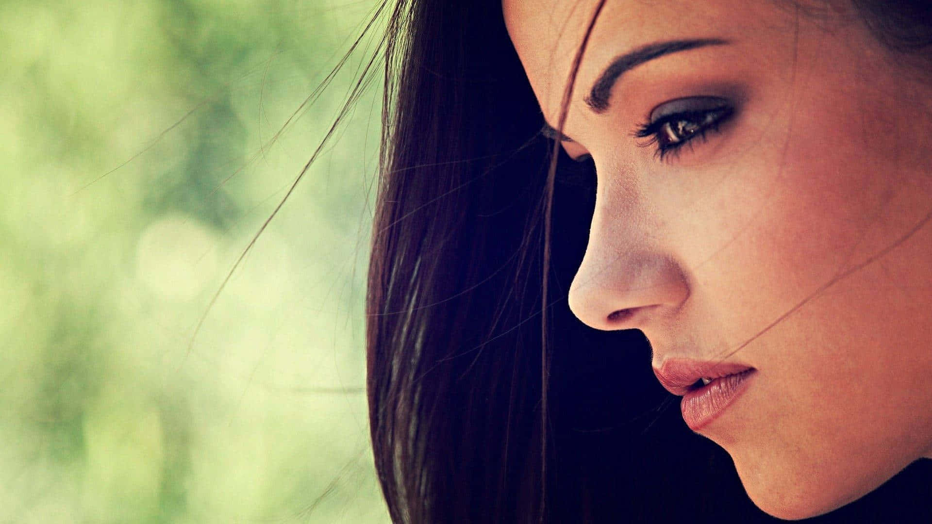 woman profile, arched brows, dark hair, Full HD Desktop Wallpaper