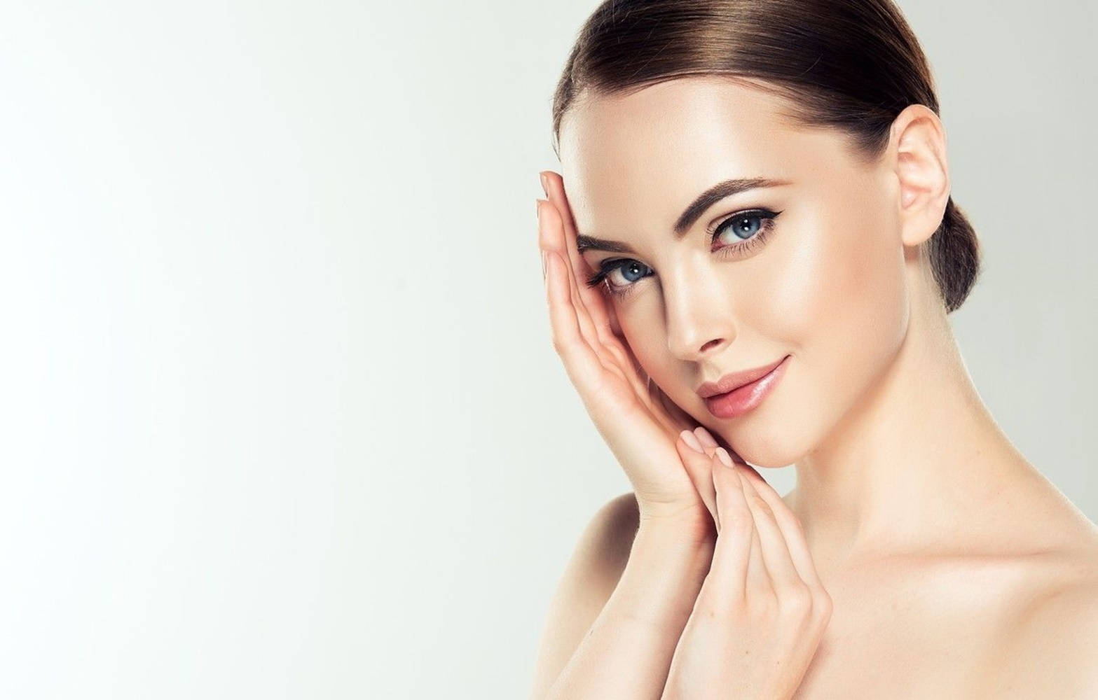 woman, flawless skin, blue eyes, HD Desktop Wallpaper