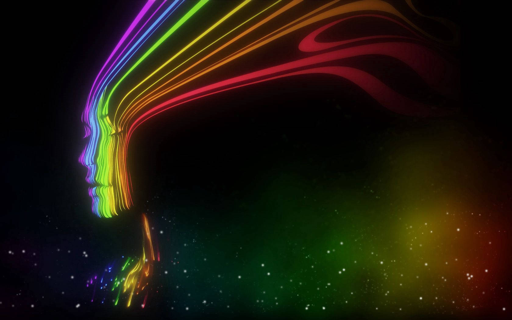 rainbow-colored silhouette, prism of light, starry cosmic background, HD Desktop Wallpaper