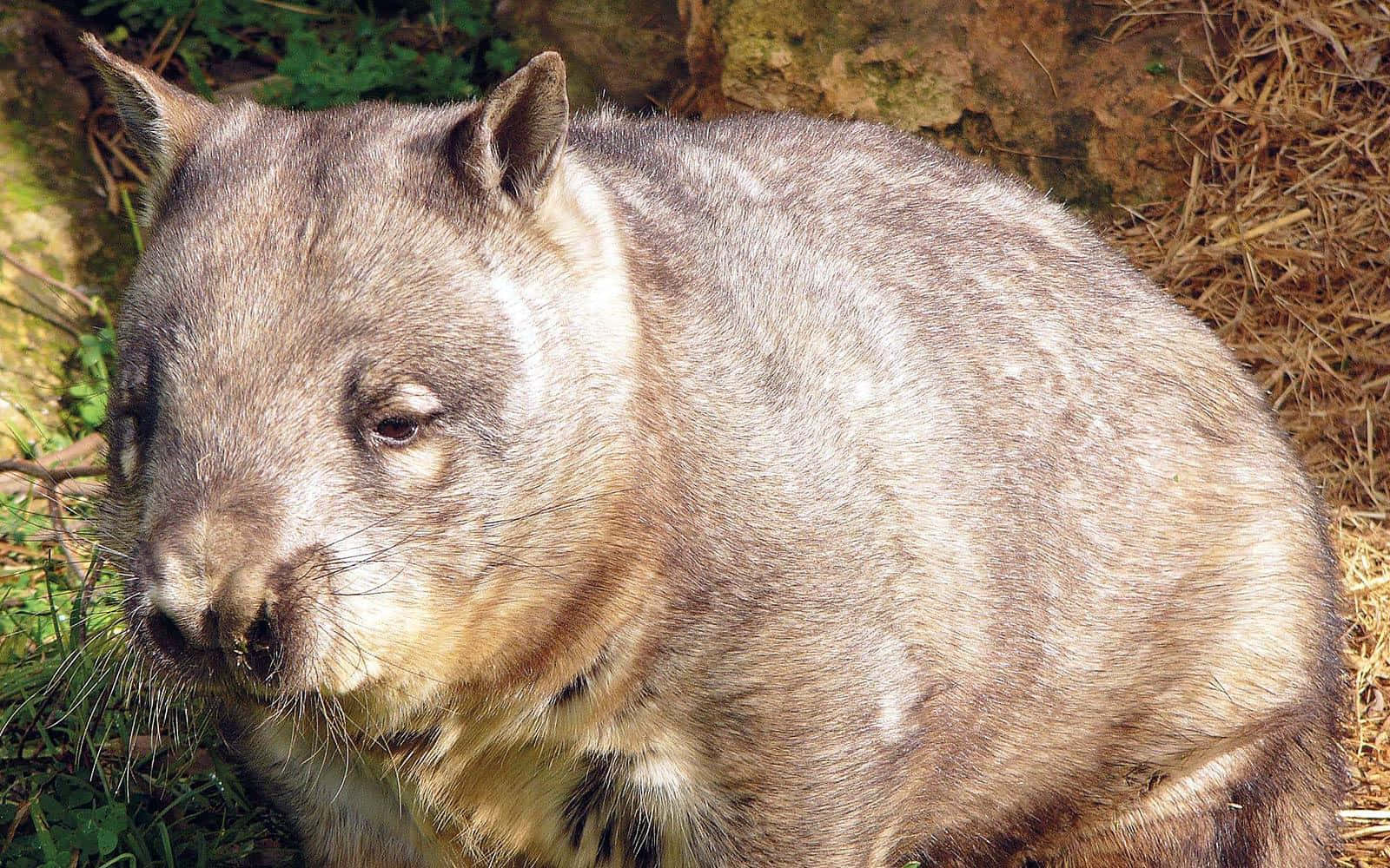 wombat, gray-furred, alert ears, HD Desktop Wallpaper