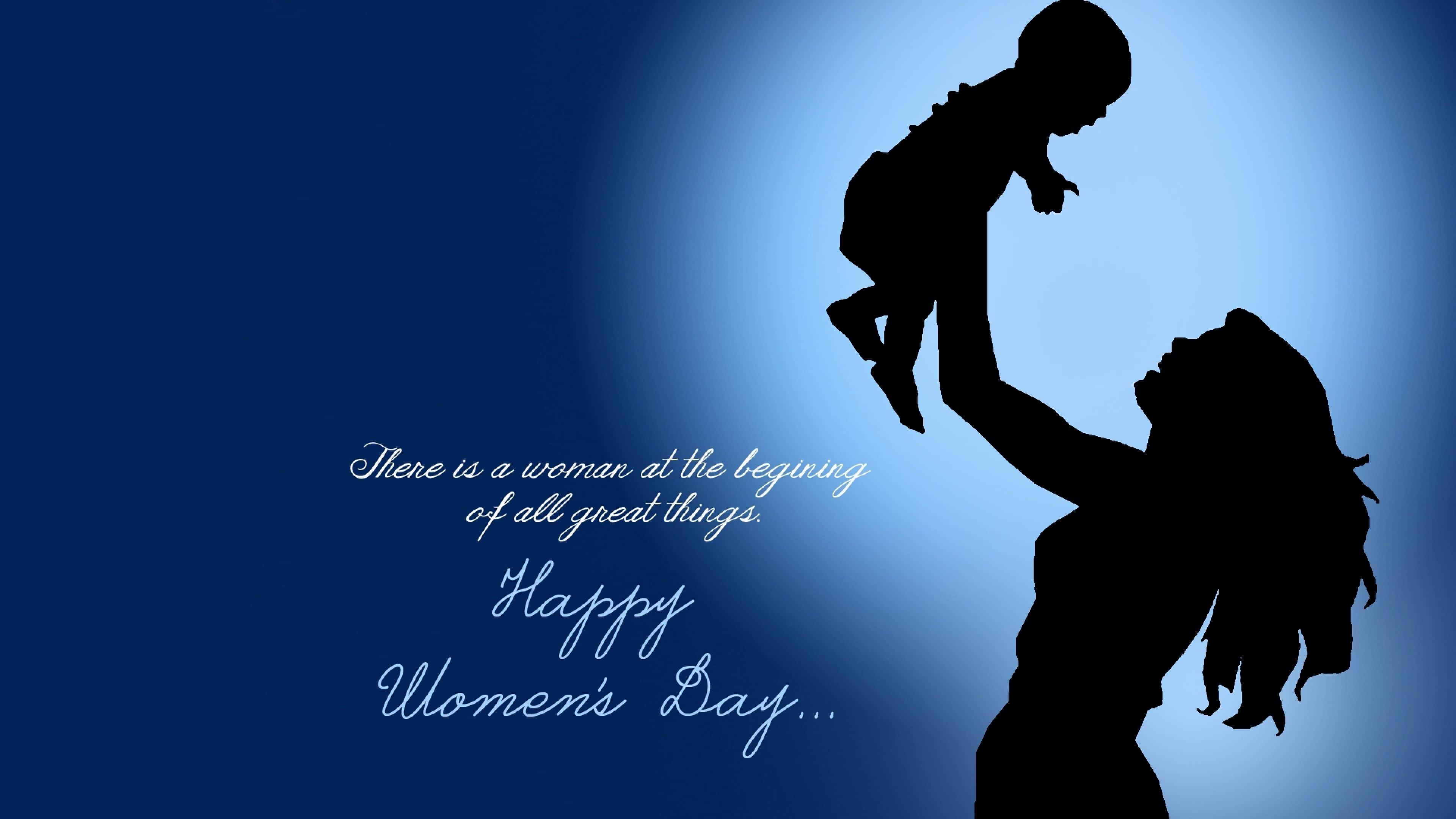 Happy Women's Day Poster, silhouette of a woman, lifting a child, 4K Desktop Wallpaper