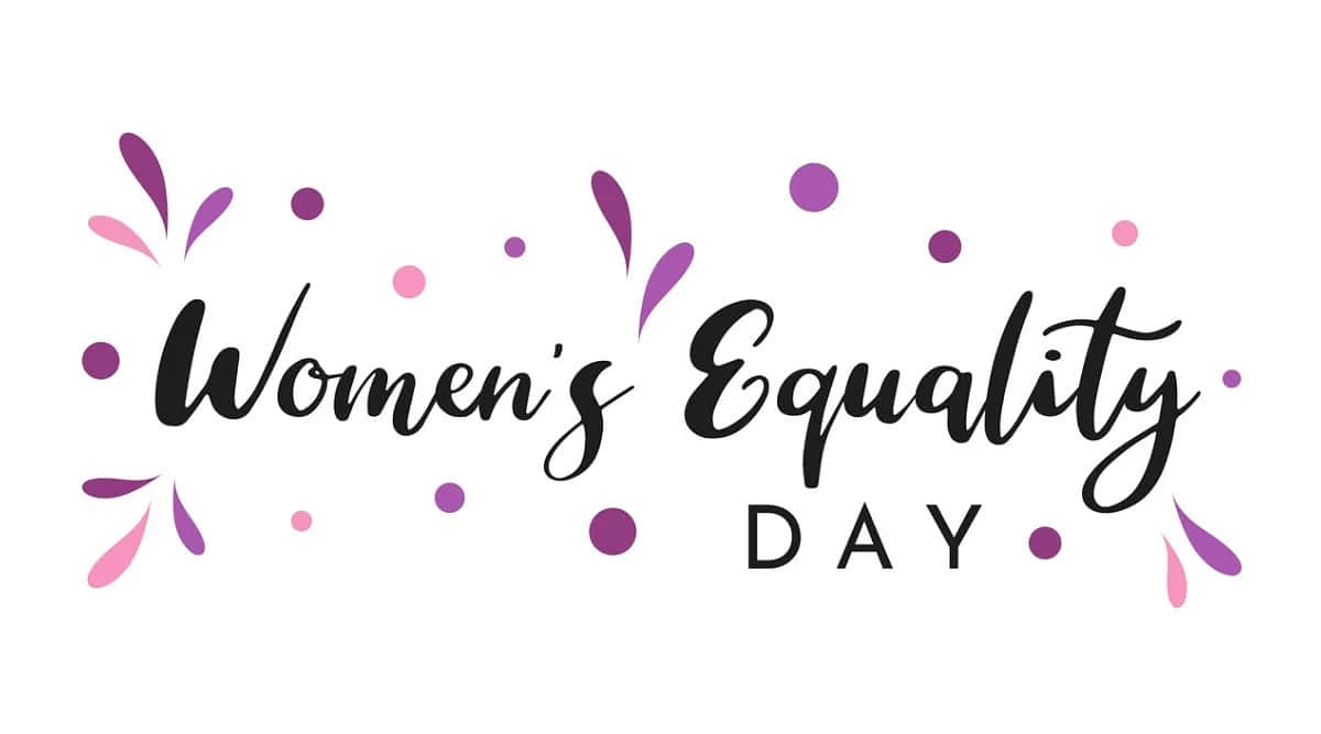 Women's Equality Day, black script, purple floral accents, SD Desktop Wallpaper