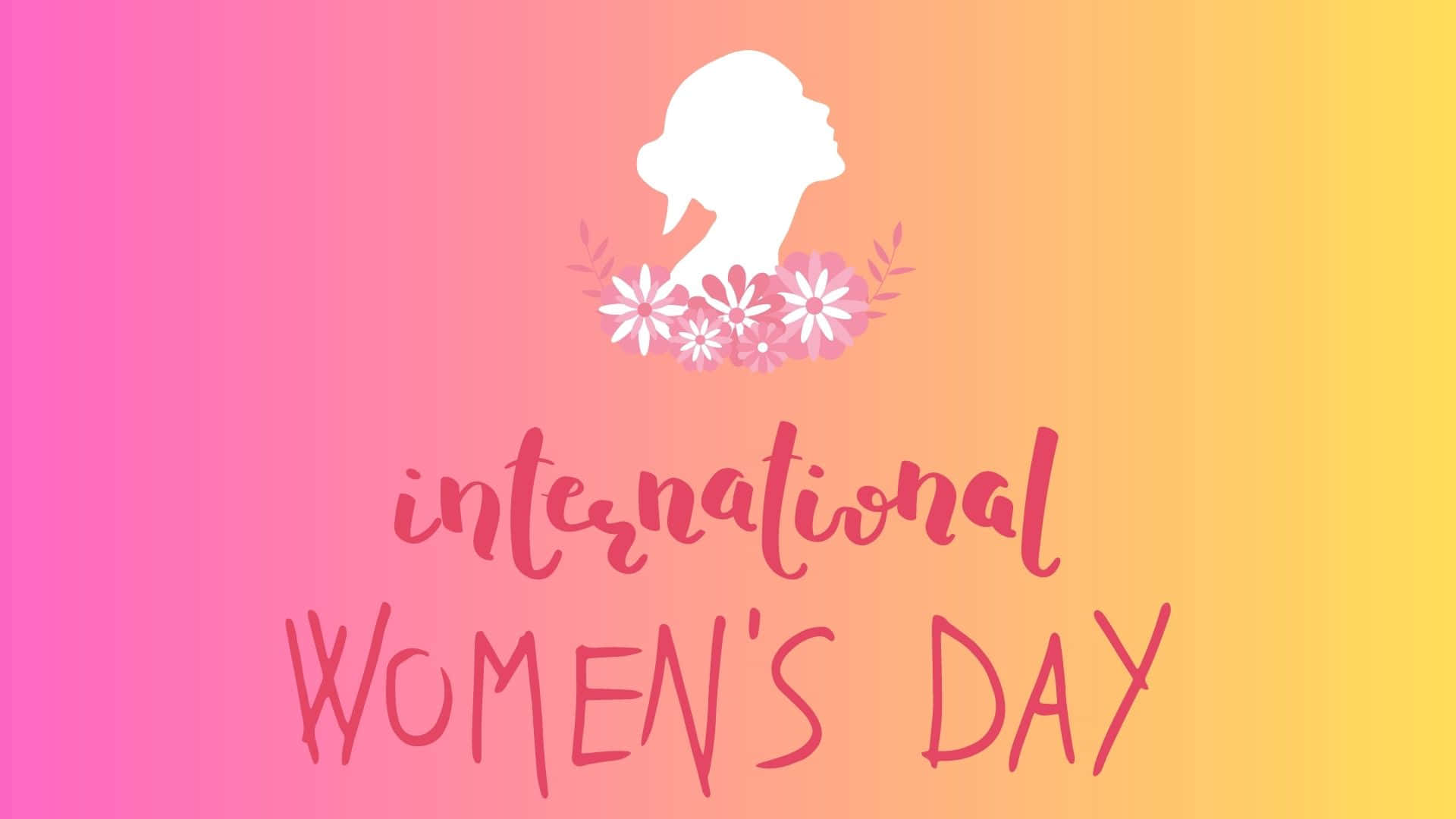 International Women's Day, white woman silhouette, flowers, Full HD Desktop Wallpaper