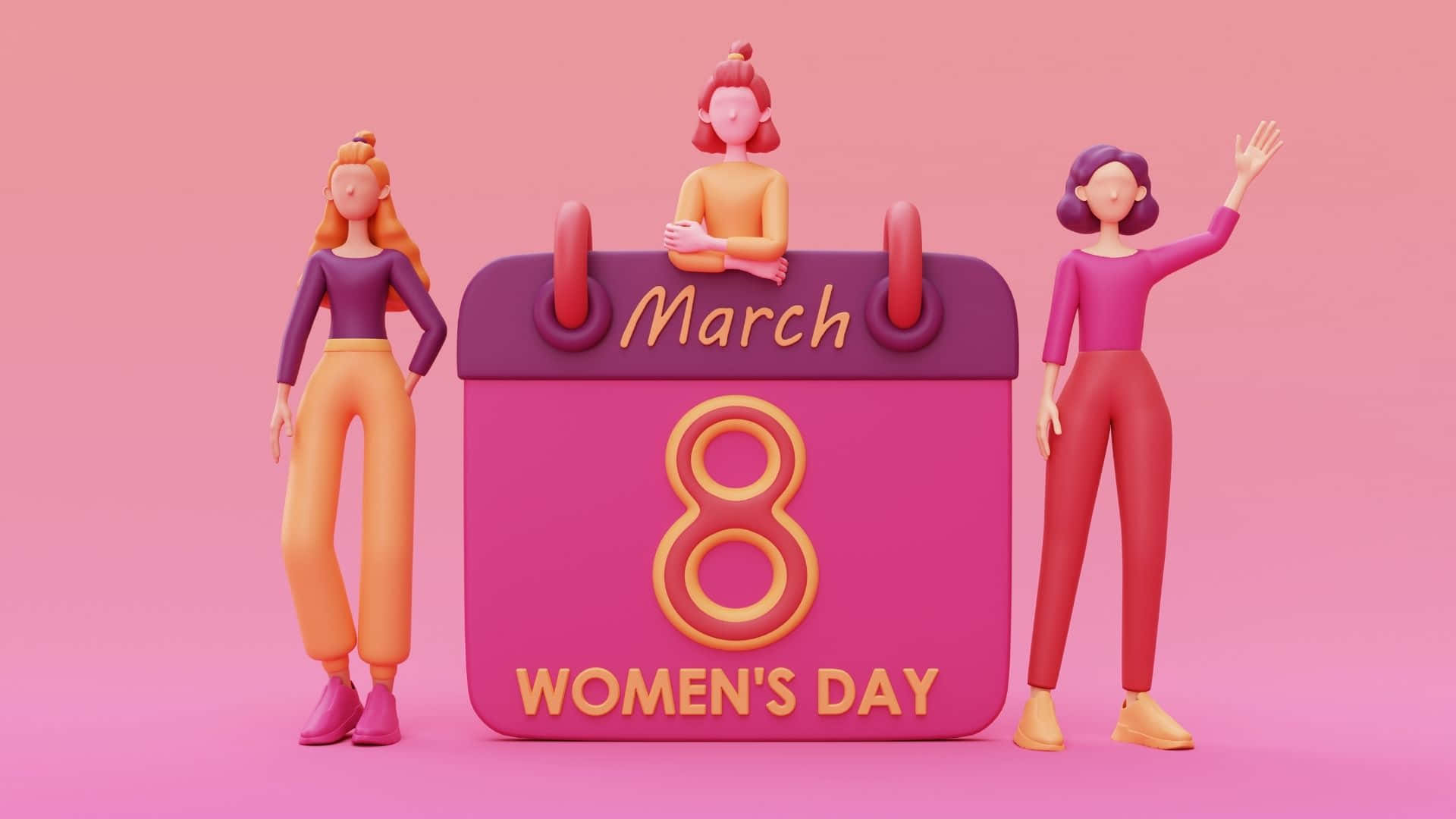 International Women's Day 2023, March 8 Women's Day, pink calendar, Full HD Desktop Wallpaper