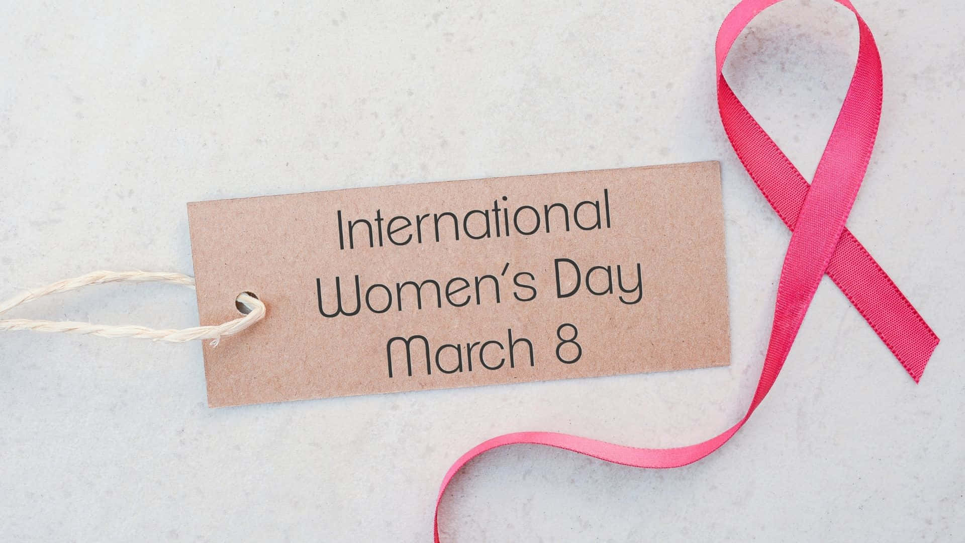 International Women's Day, March 8, vibrant pink ribbon, Full HD Desktop Wallpaper