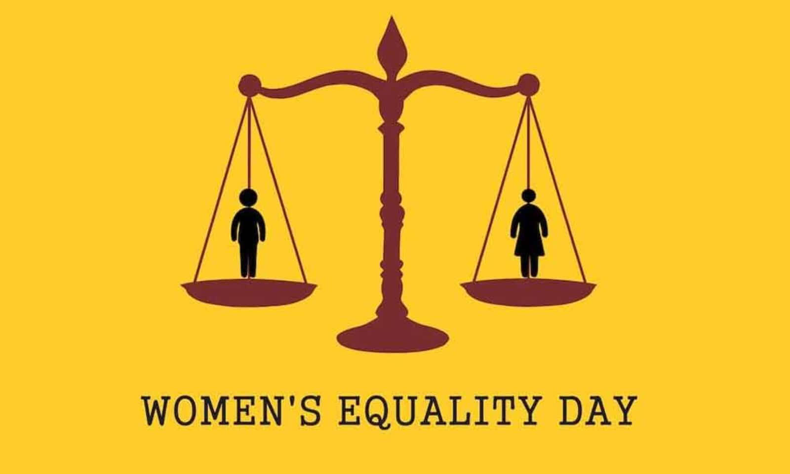 WOMEN'S EQUALITY DAY, maroon balance scale, male and female silhouettes, HD Desktop Wallpaper