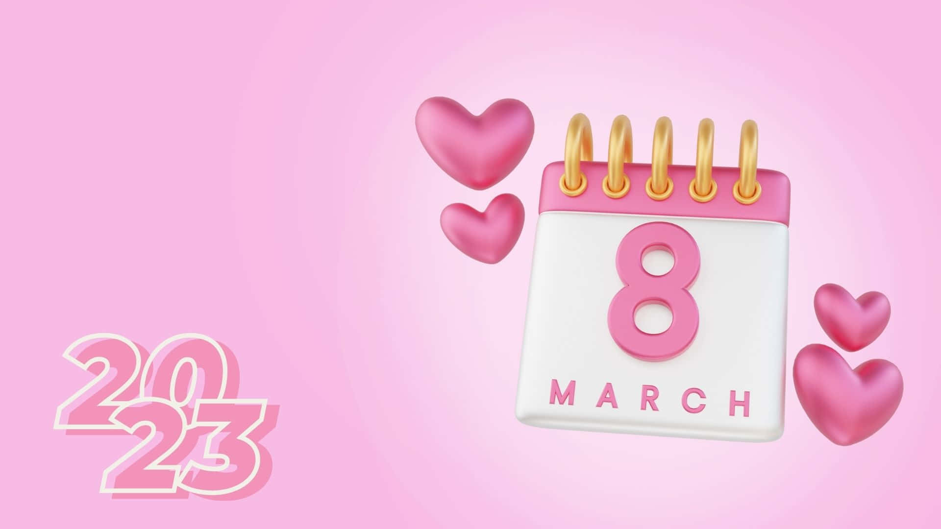 International Women's Day 2023, March 8th, pink calendar, Full HD Desktop Wallpaper