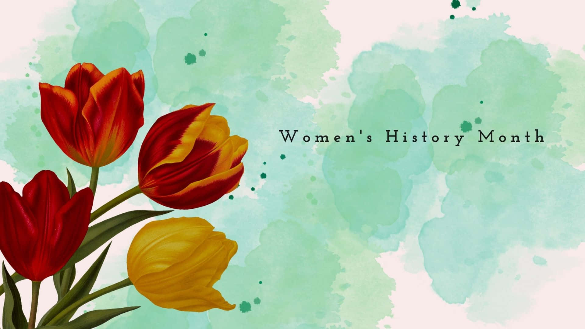 Women's History Month, vibrant red, yellow tulips, Full HD Desktop Wallpaper
