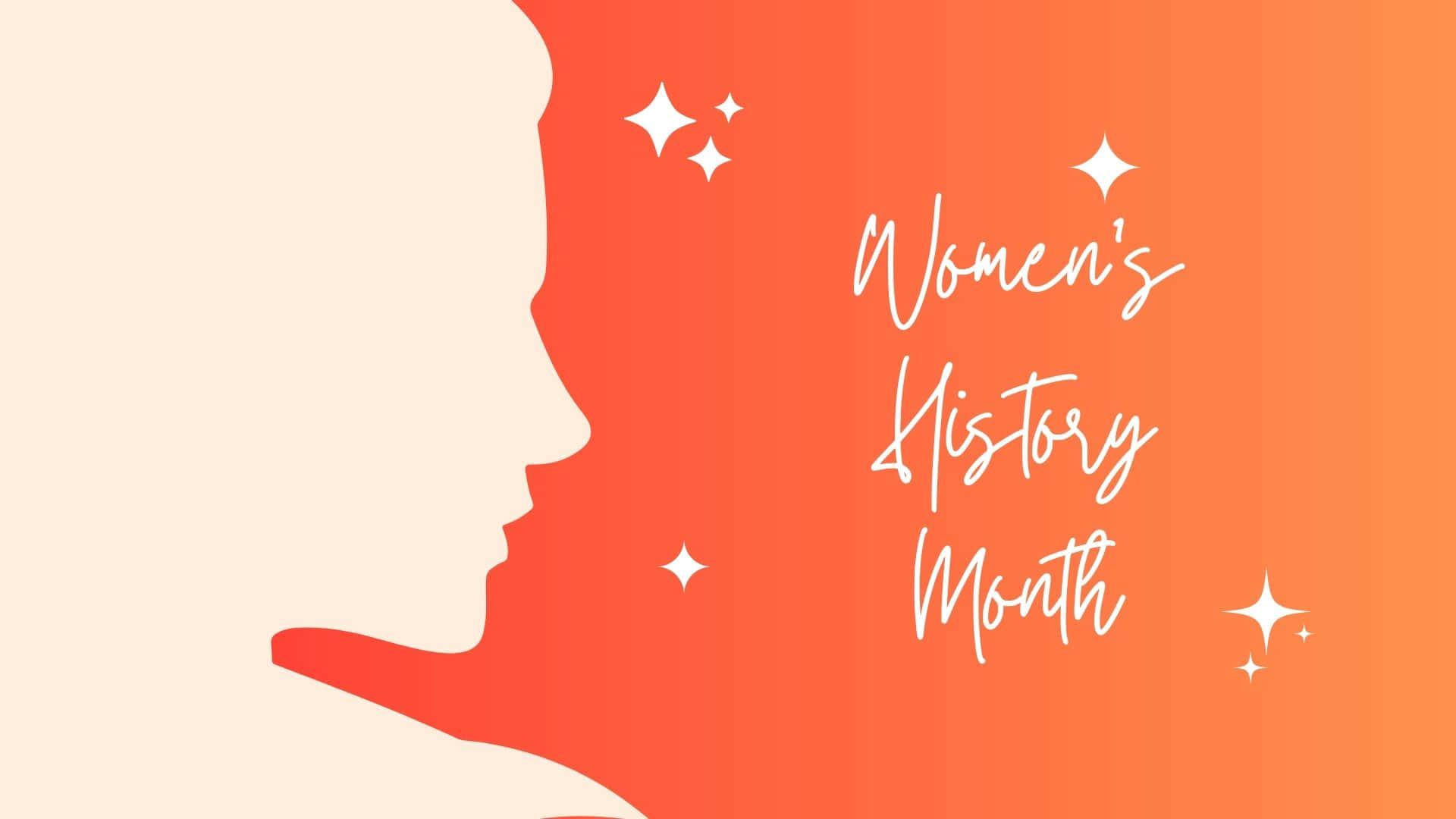 Women's History Month, cream silhouette, warm orange gradient, Full HD Desktop Wallpaper