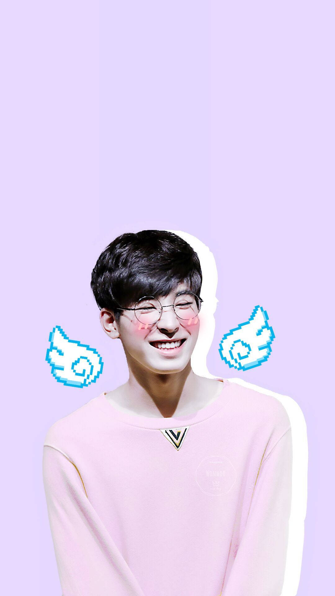 Wonwoo, aegyo artwork, glasses, Full HD Phone Wallpaper