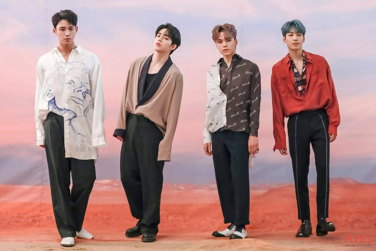 Wonwoo, hip hop team, pink and orange sky, SD Desktop Wallpaper