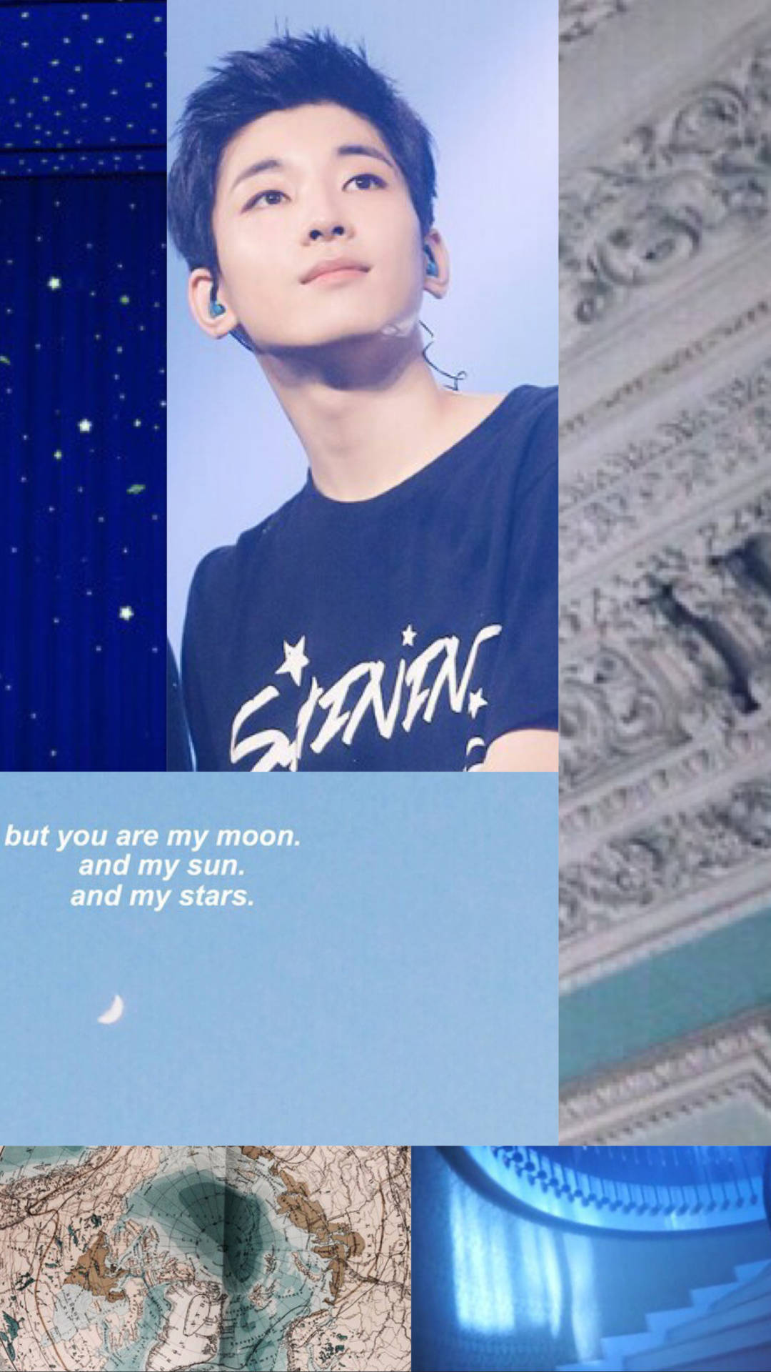 Wonwoo, blue, starry blue backdrop, Full HD Phone Wallpaper