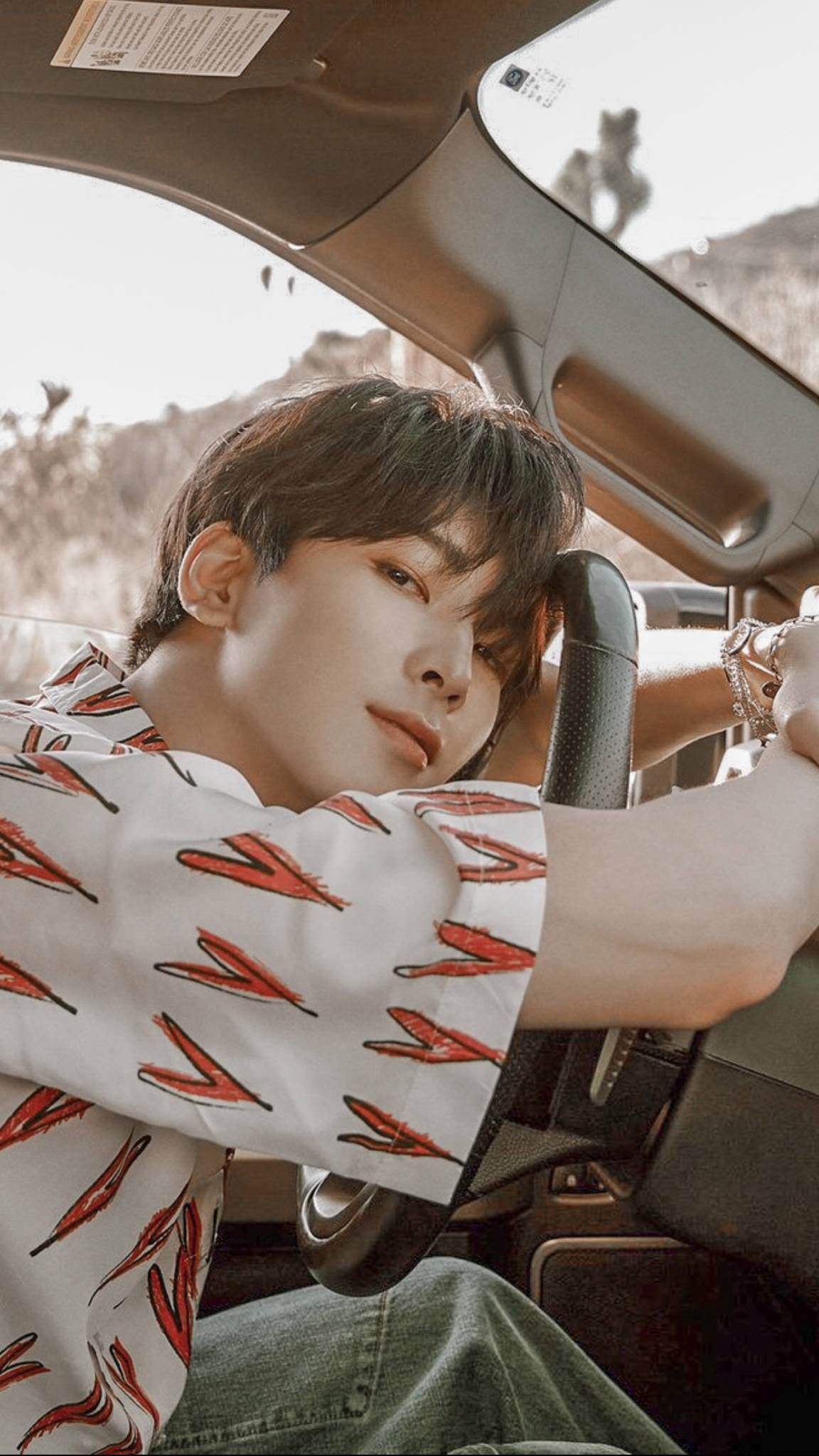 Wonwoo, car, desert landscape, Full HD Phone Wallpaper