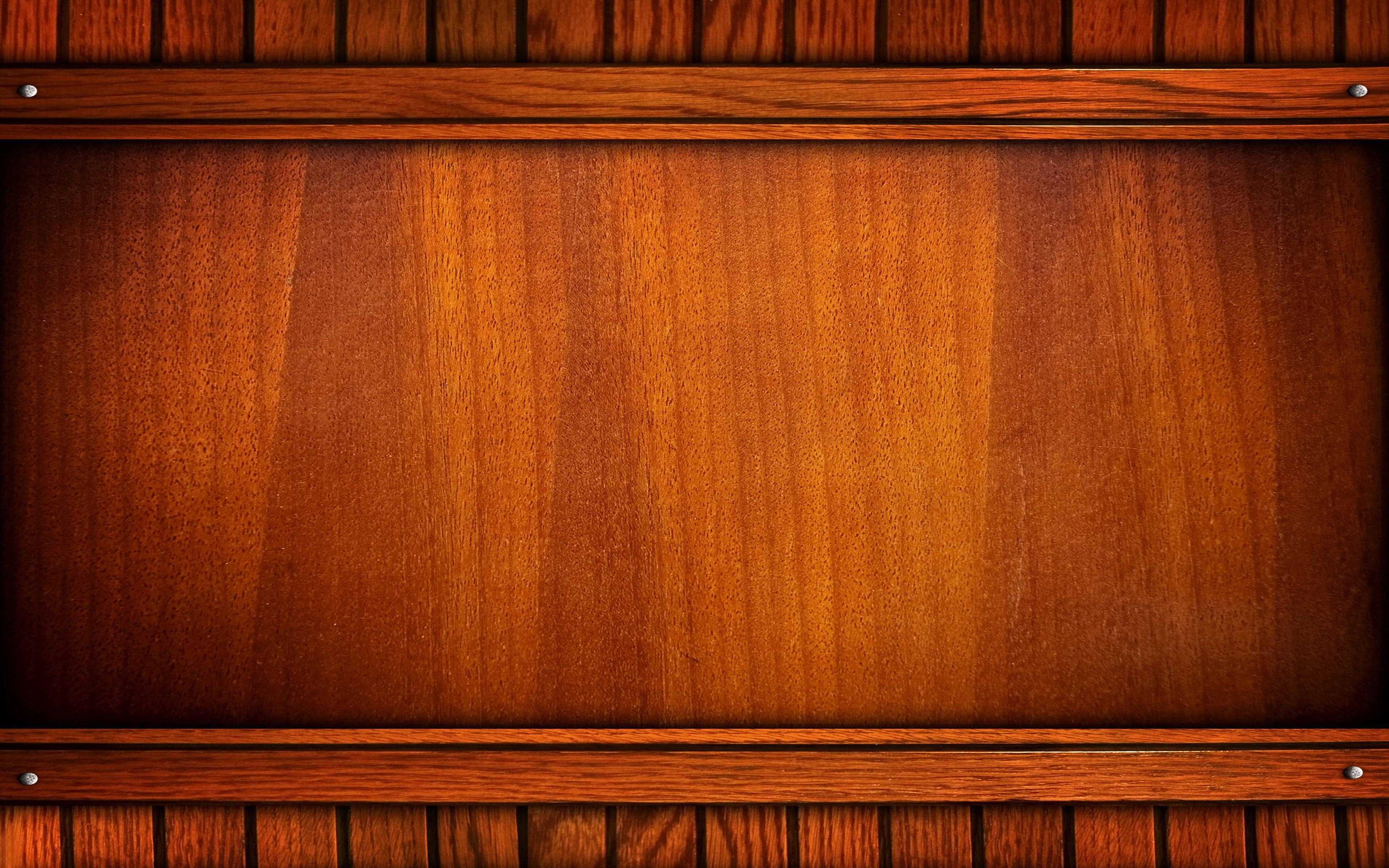wooden frame, vertical grain, metal rivets, 4K Desktop Wallpaper