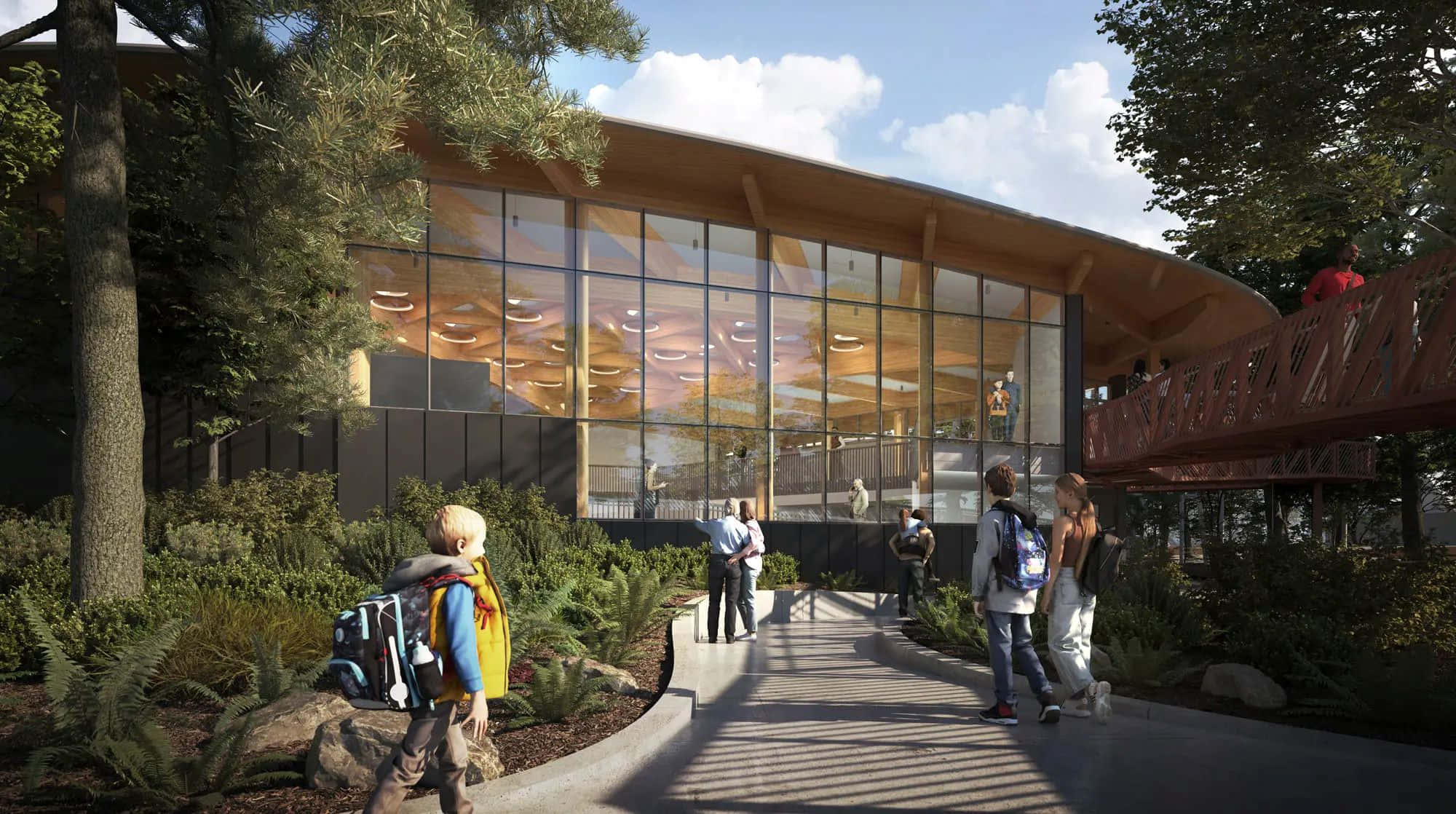 Woodland Park Zoo, modern exhibit entrance, glass walls, Full HD Desktop Wallpaper