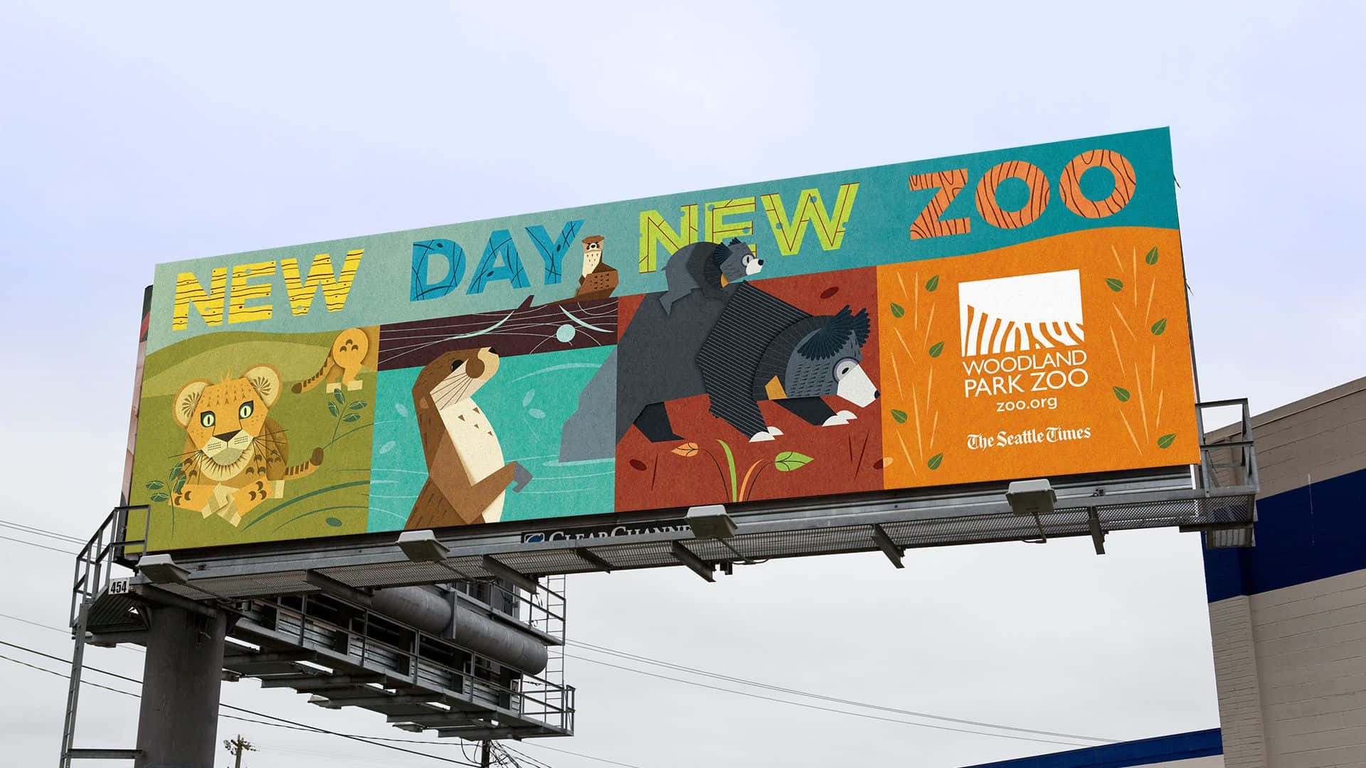 Woodland Park Zoo, billboard, cartoon animals, Full HD Desktop Wallpaper