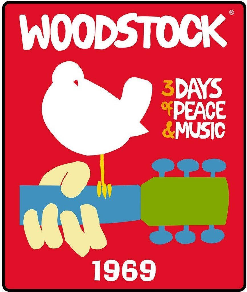 Woodstock 1969, red poster, white dove, SD Phone Wallpaper