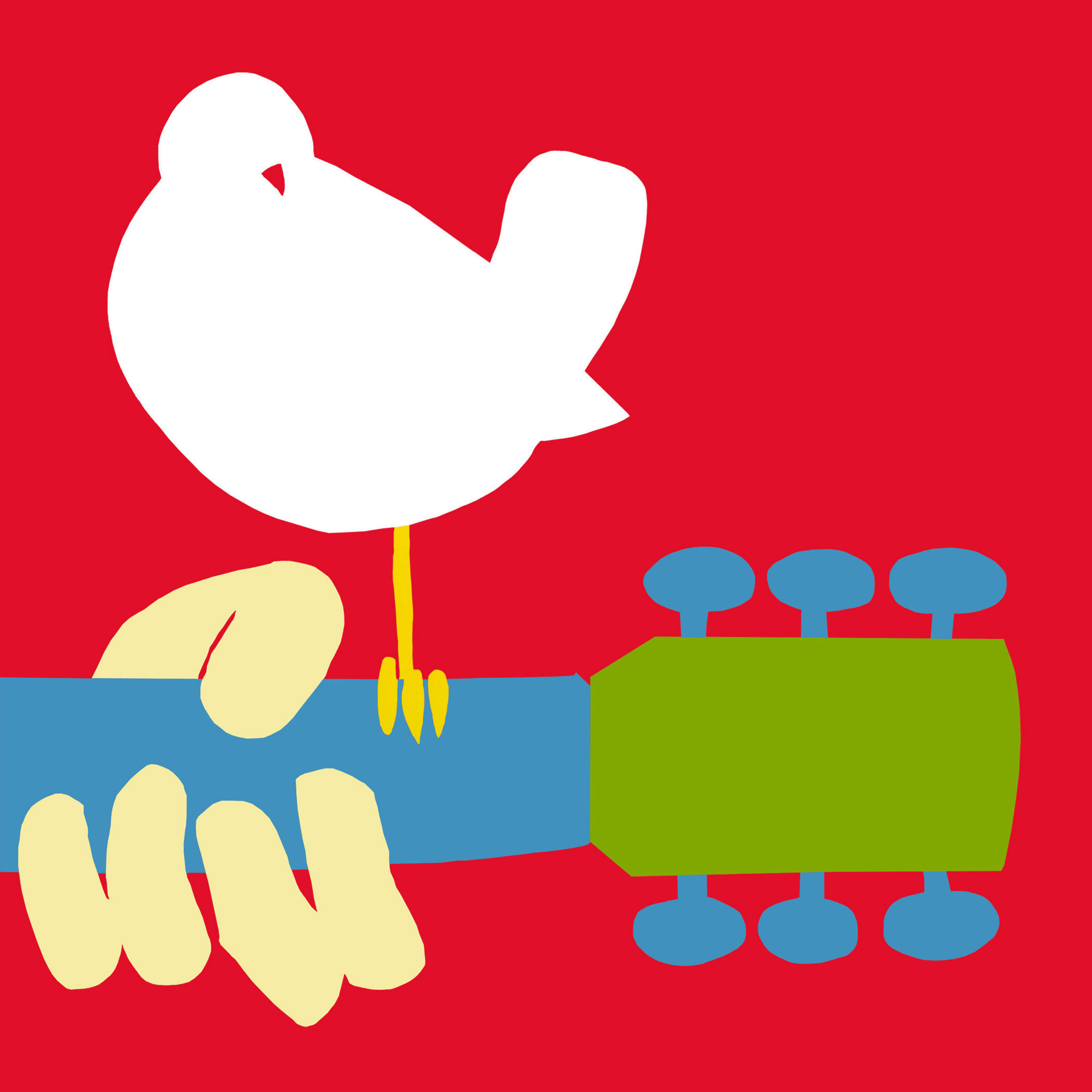 Woodstock, white bird, blue guitar neck, 2K Desktop Wallpaper