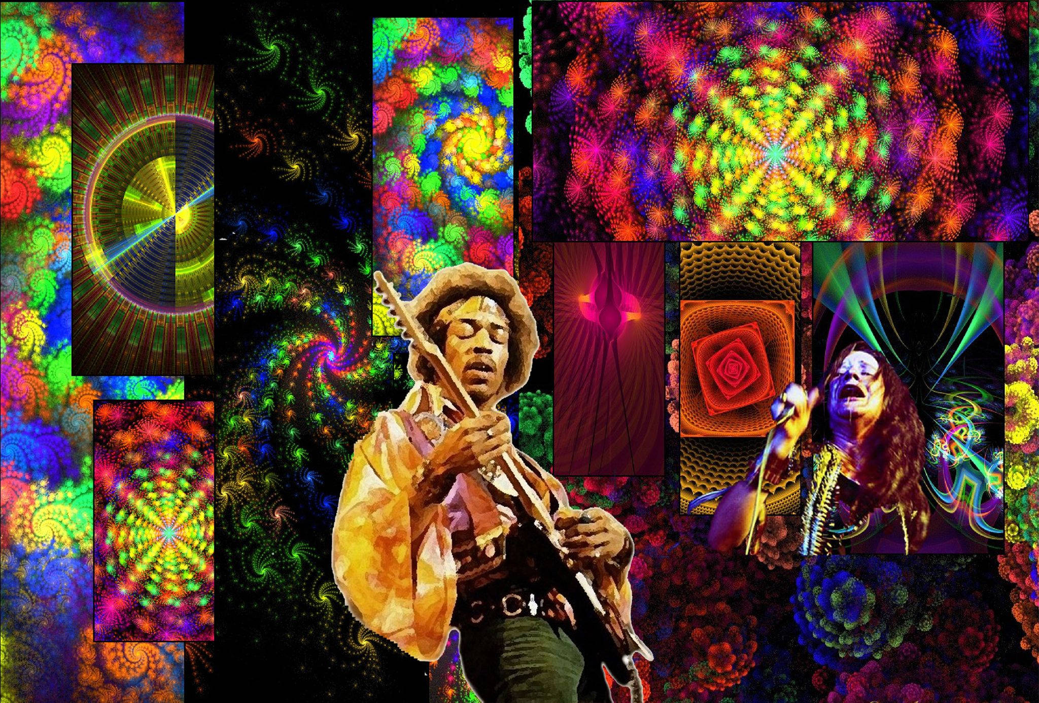 Woodstock, psychedelic art, fractal patterns, Full HD Desktop Wallpaper