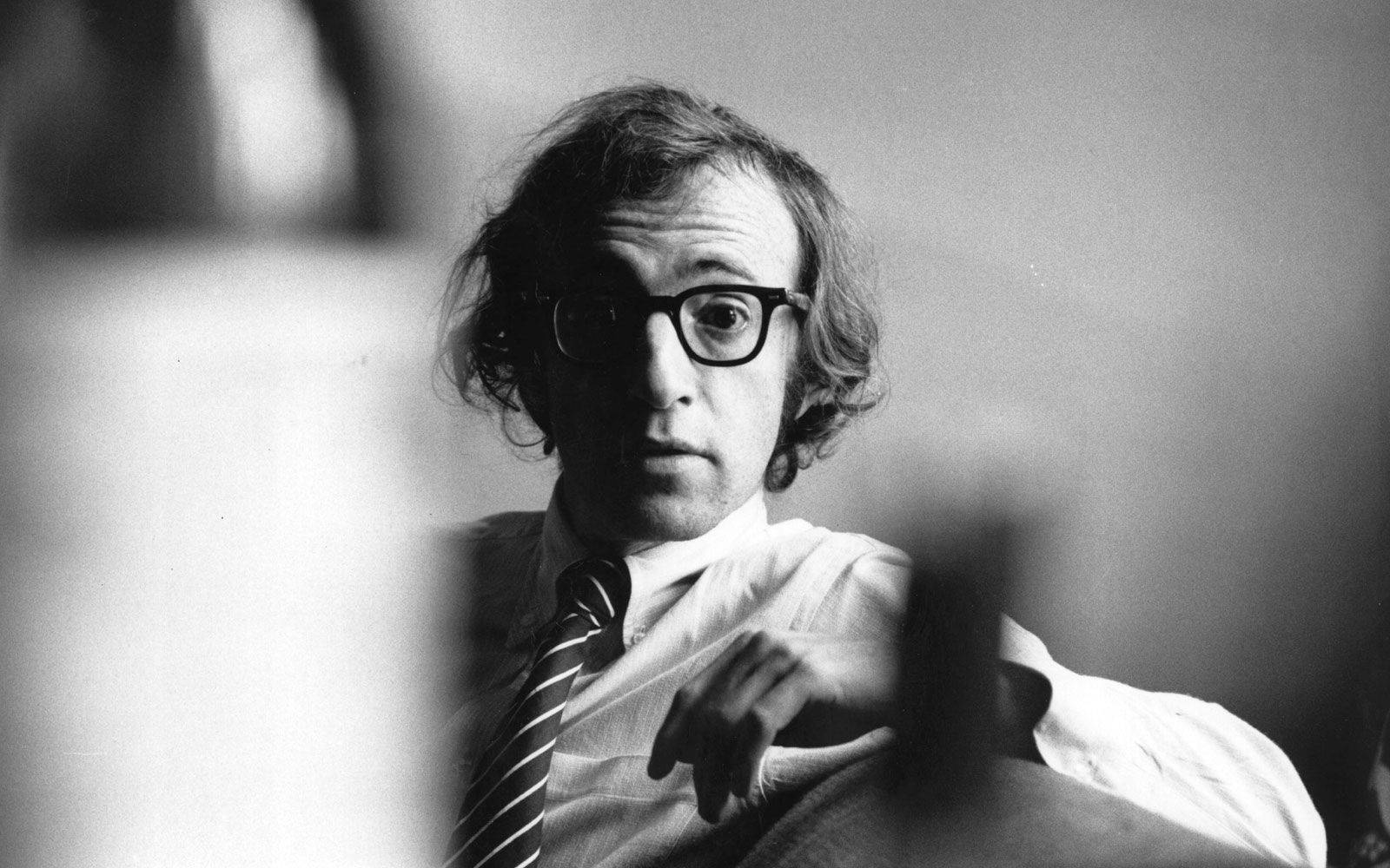 Woody Allen, glasses, striped tie, HD Desktop Wallpaper
