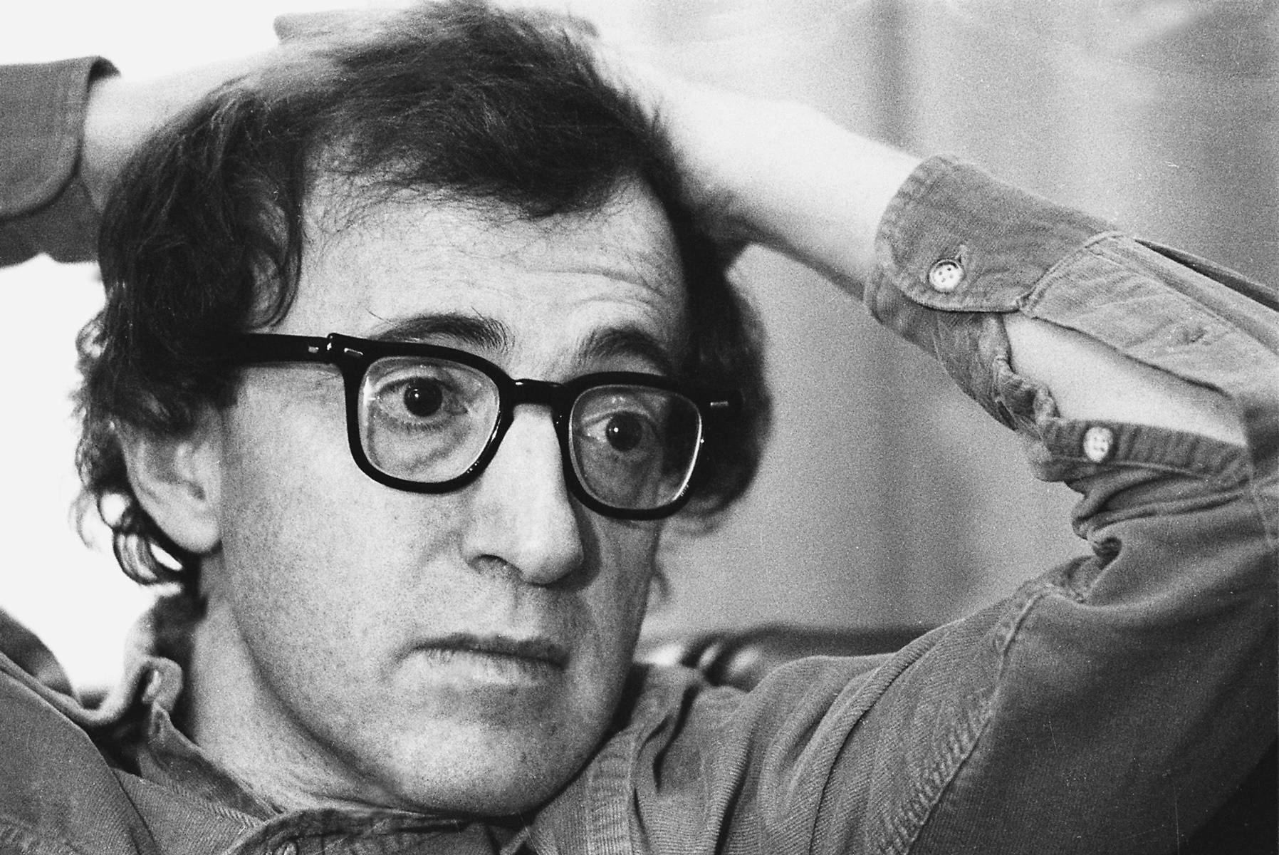 Woody Allen, thick-rimmed glasses, black and white portrait, HD Desktop Wallpaper