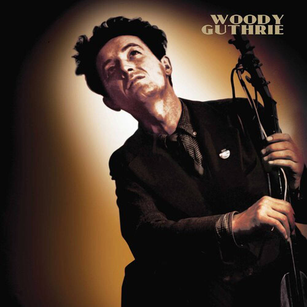 Woody Guthrie, guitar, warm spotlight, SD Desktop Wallpaper