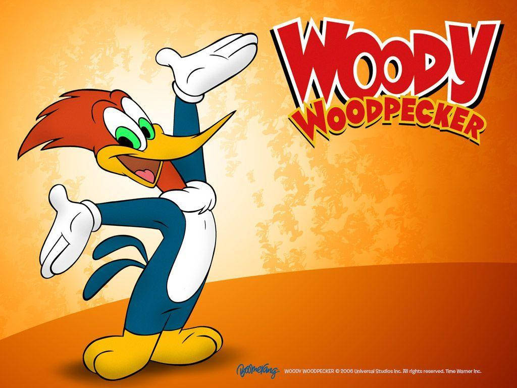 Woody Woodpecker, iconic logo, warm orange gradient background, SD Desktop Wallpaper