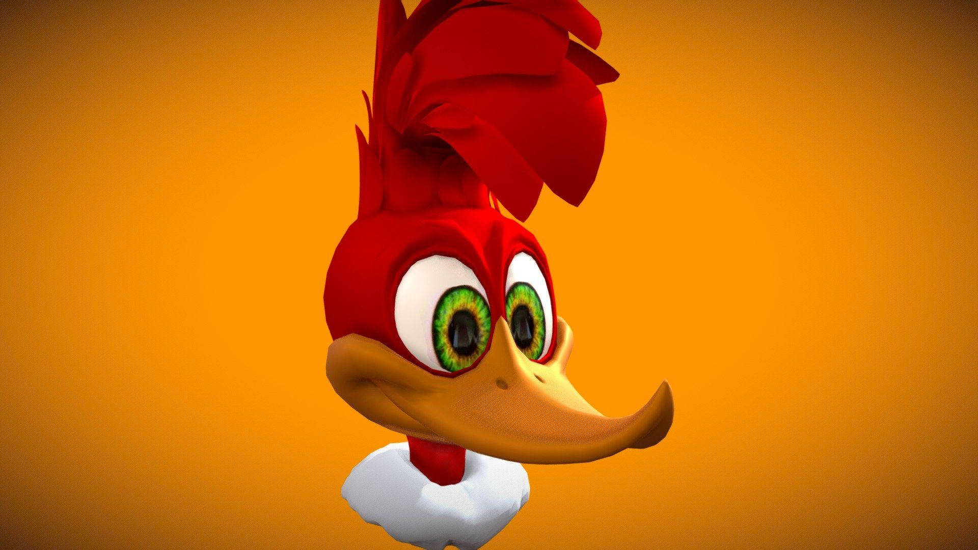 Woody Woodpecker, 3d model, red feathers, Full HD Desktop Wallpaper