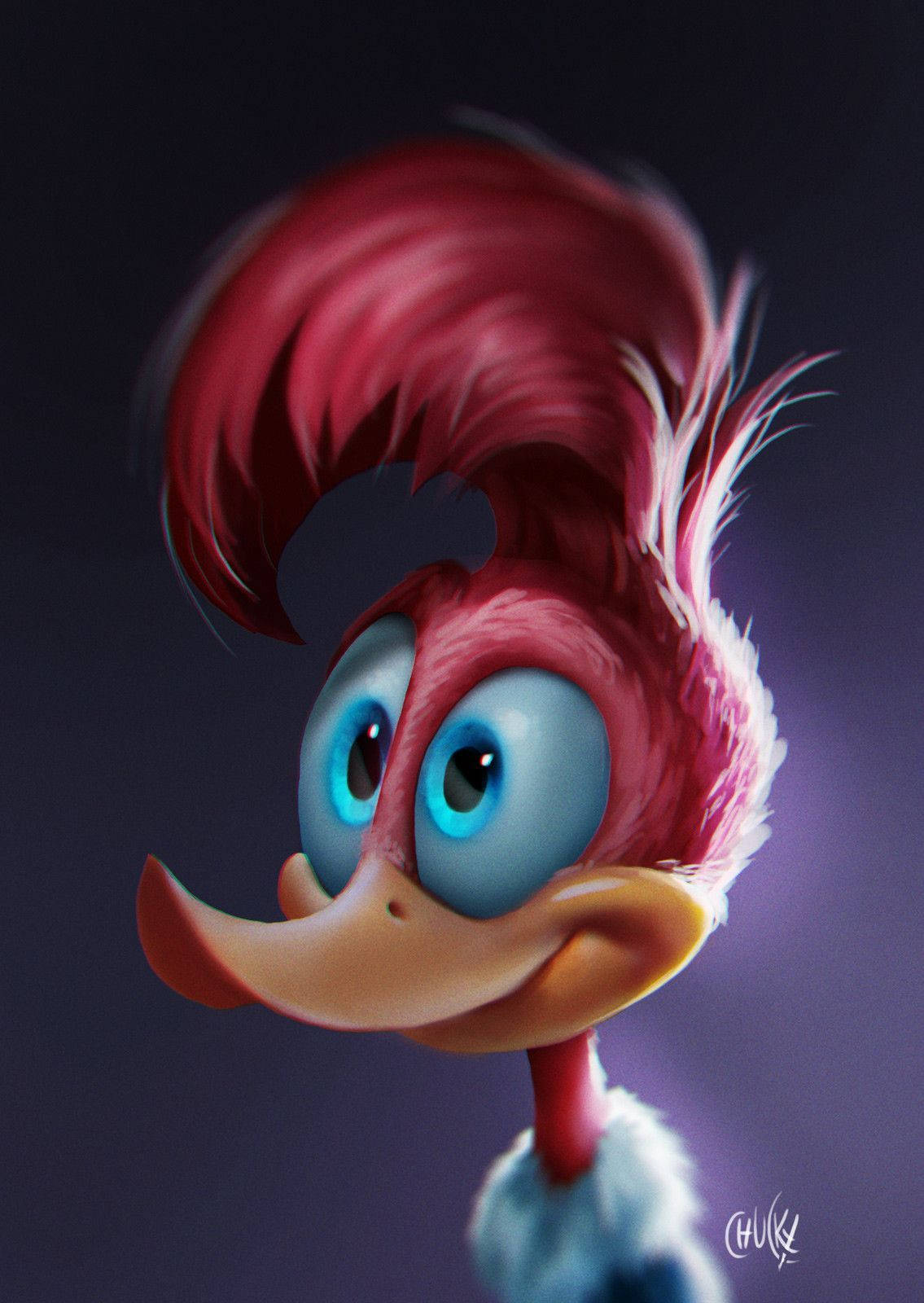 Woody Woodpecker, red mohawk, bright blue eyes, HD Phone Wallpaper