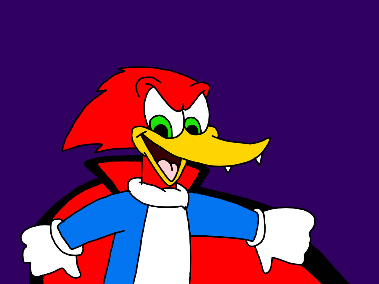 Woody Woodpecker, red feathers, green eyes, HD Desktop Wallpaper
