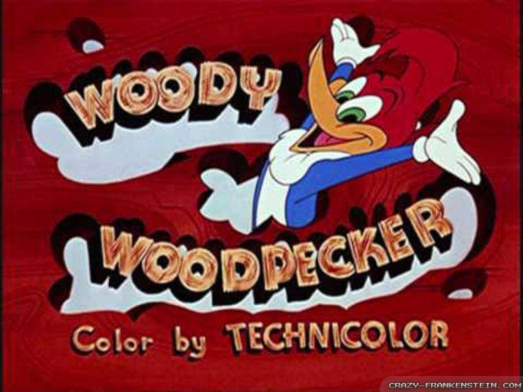 Woody Woodpecker, red background, bold text, SD Desktop Wallpaper