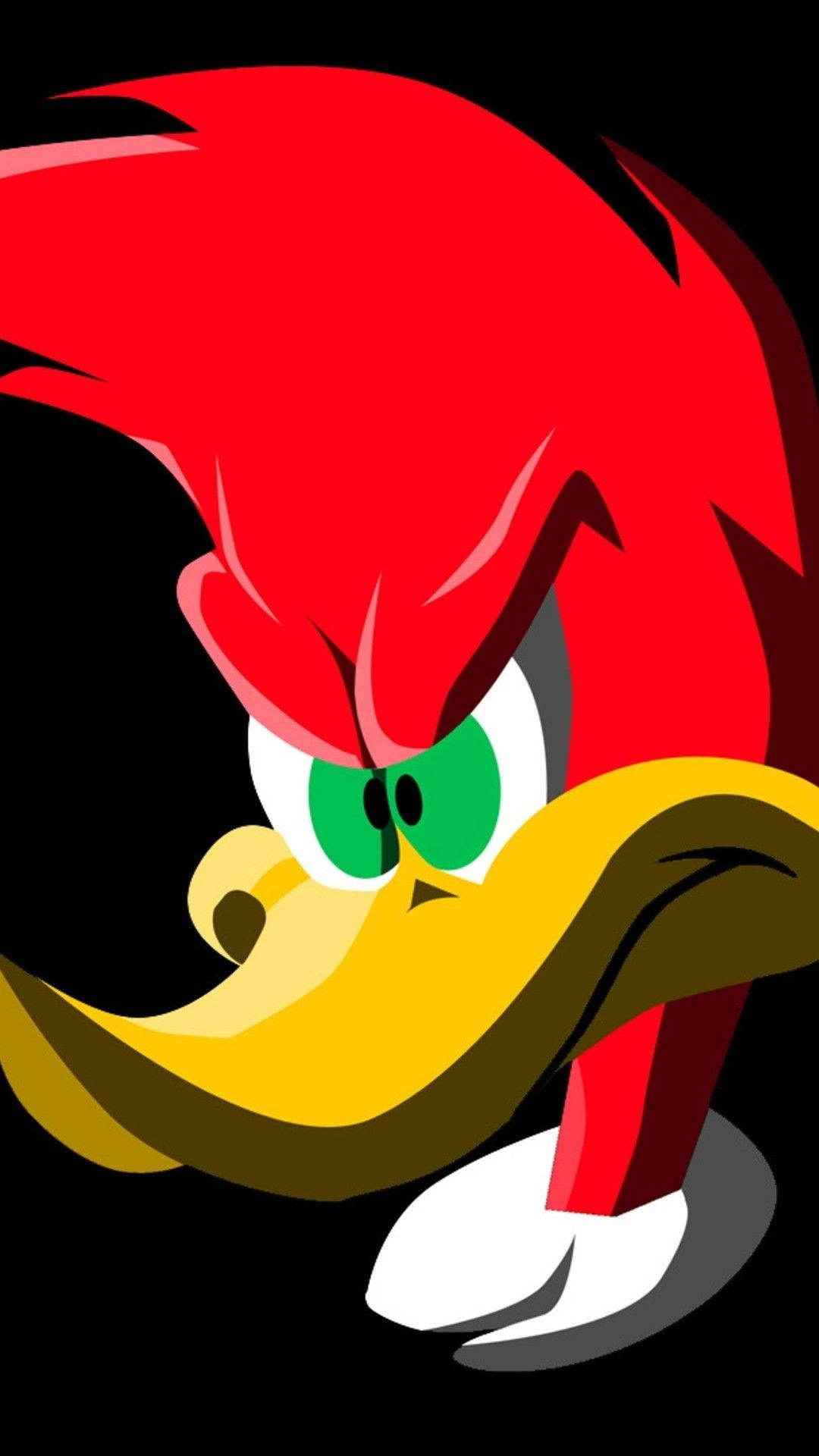 Woody Woodpecker, fiery red feathers, intense green eyes, Full HD Phone Wallpaper
