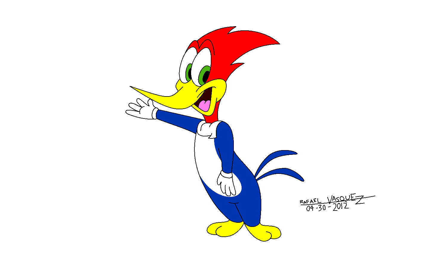 Woody Woodpecker, blue and white suit, red crest, HD Desktop Wallpaper
