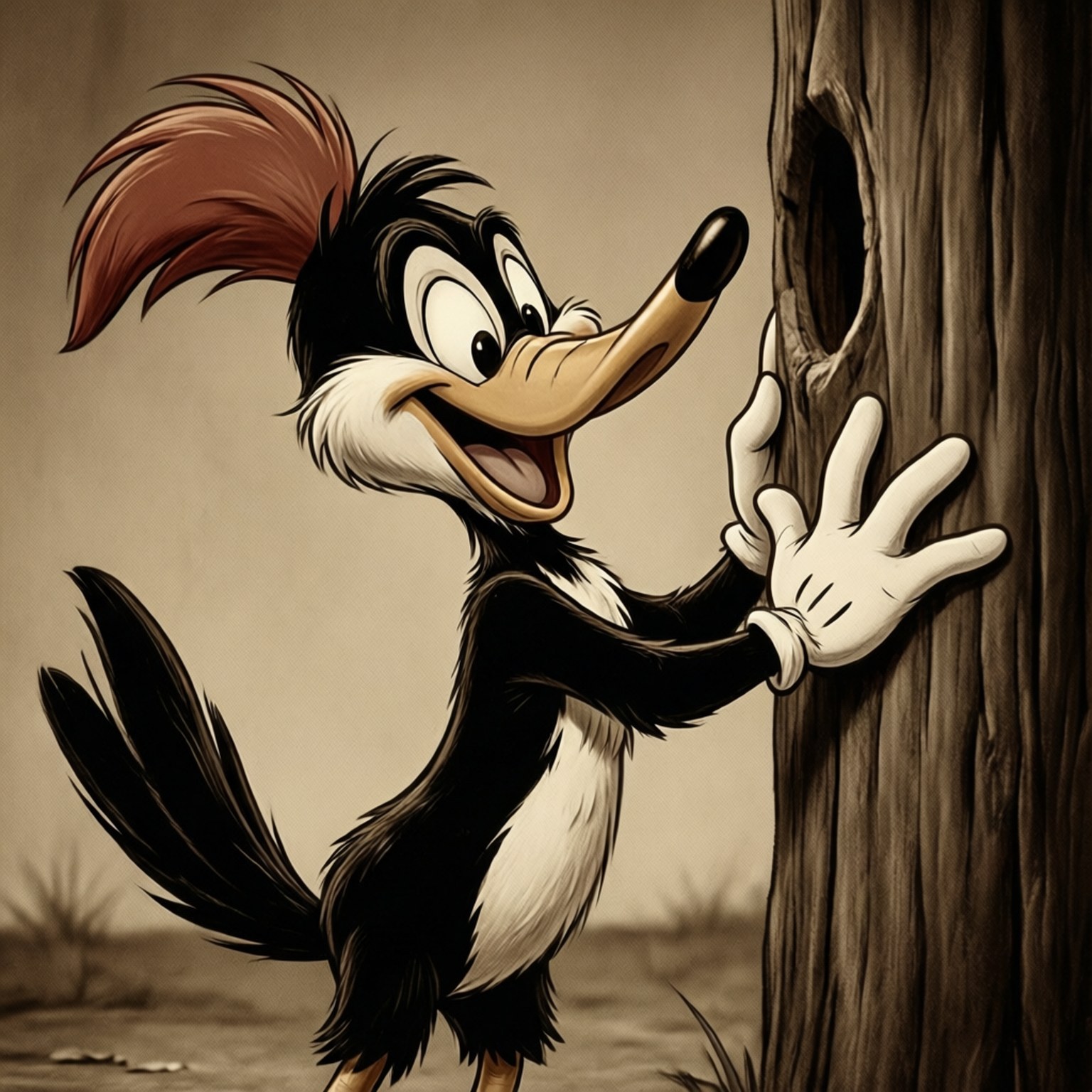 Woody Woodpecker, red crest, white gloves, HD Desktop Wallpaper