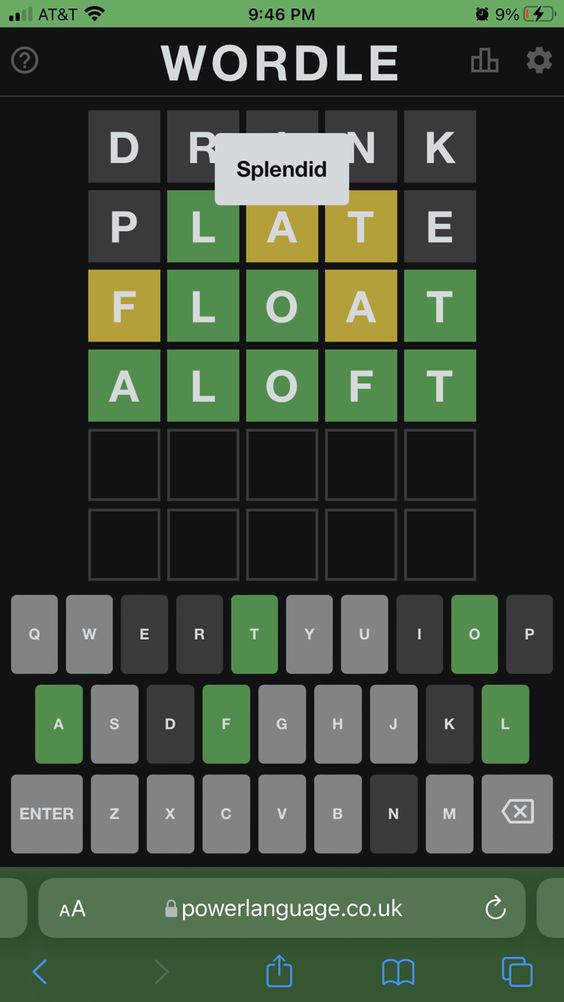 Wordle, smartphone screen, green tiles, SD Phone Wallpaper