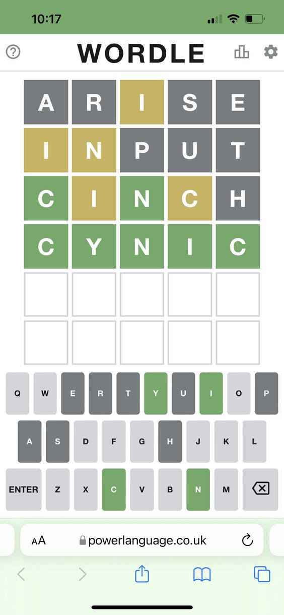 Wordle, ARISE, CYNIC, SD Phone Wallpaper