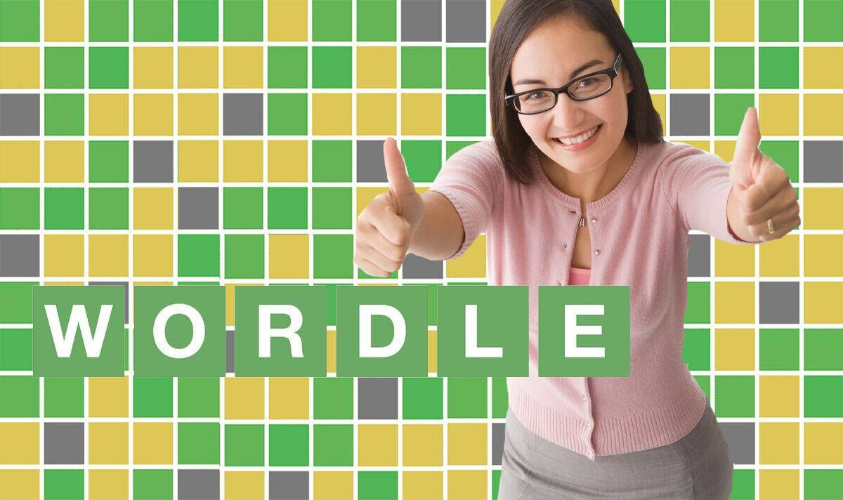 Wordle, thumbs up sign, green yellow grid background, SD Desktop Wallpaper