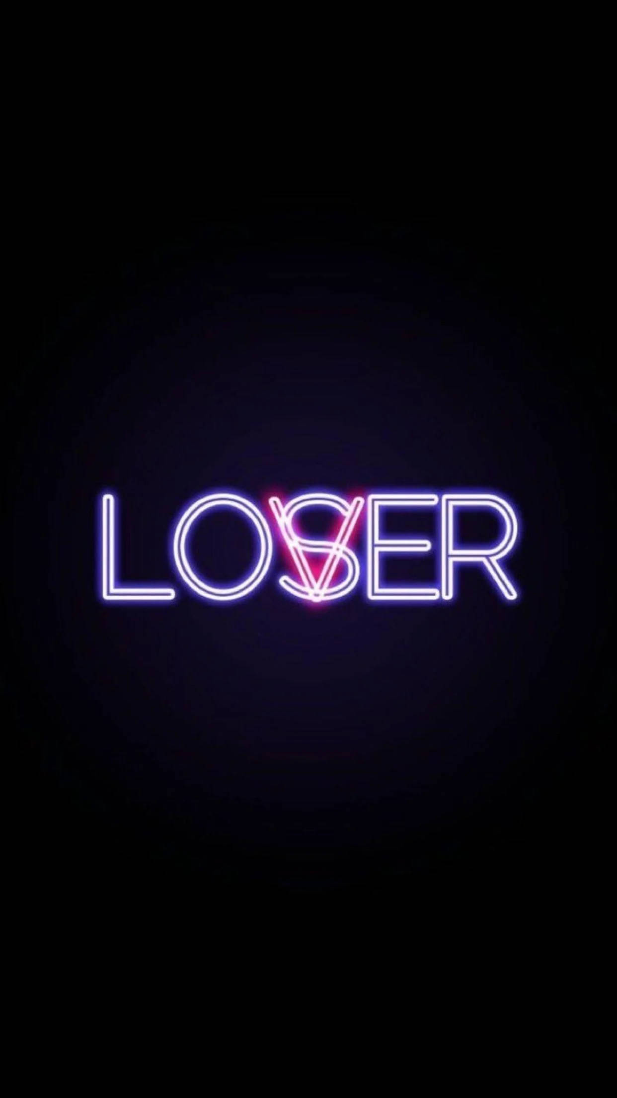 LOSER, neon sign, purple, Full HD Phone Wallpaper