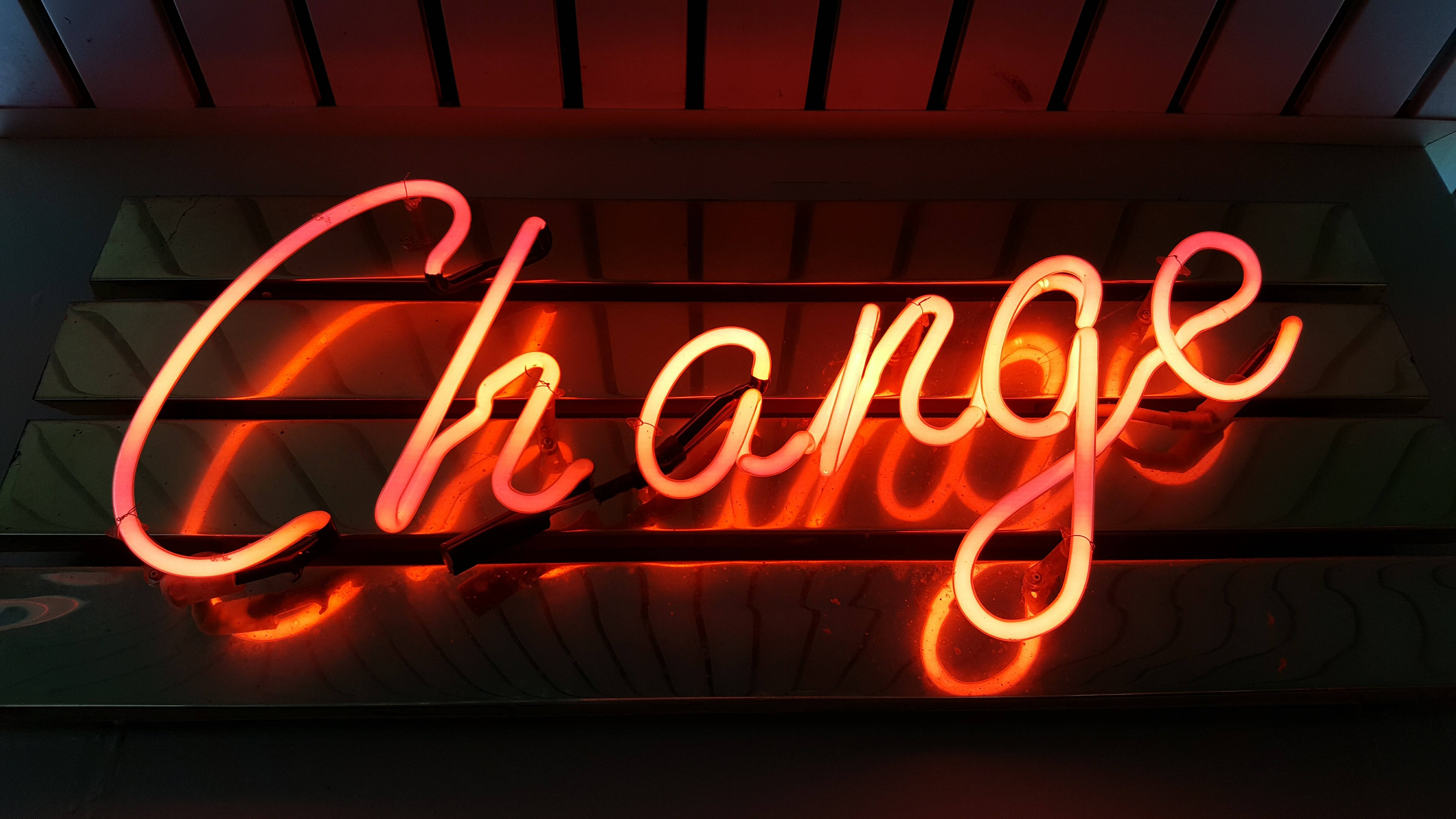 Neon Change Light, red neon sign, Change, 5K Desktop Wallpaper